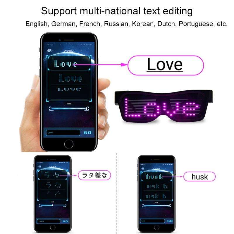 Night Club Bar Disco LED Light-emitting USB Charging Shutter APP Bluetooth Glasses (Green)