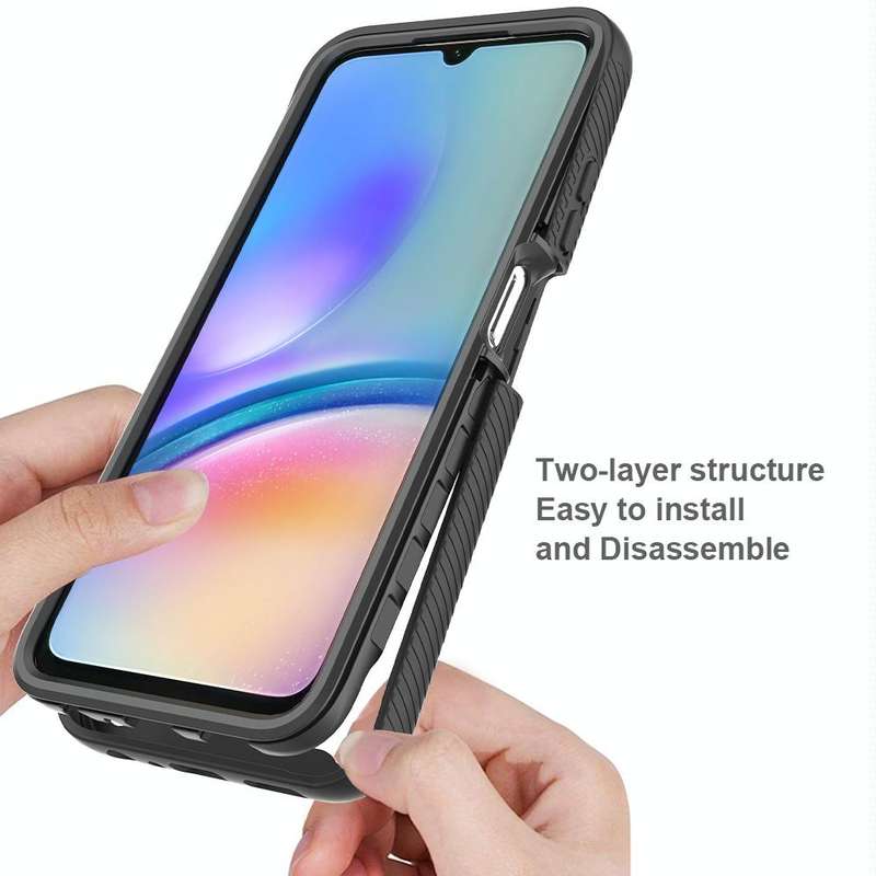 For Samsung Galaxy A05s Starry Sky Solid Color Shockproof TPU Clear PC Phone Case(Pink)