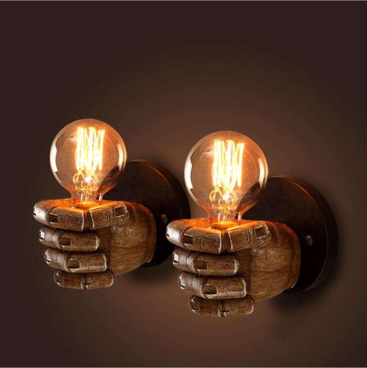 Creative Personality Fist Wall Lamp Bedroom Bedside Restaurant Cafe Resin Decorative Antique Lamp...