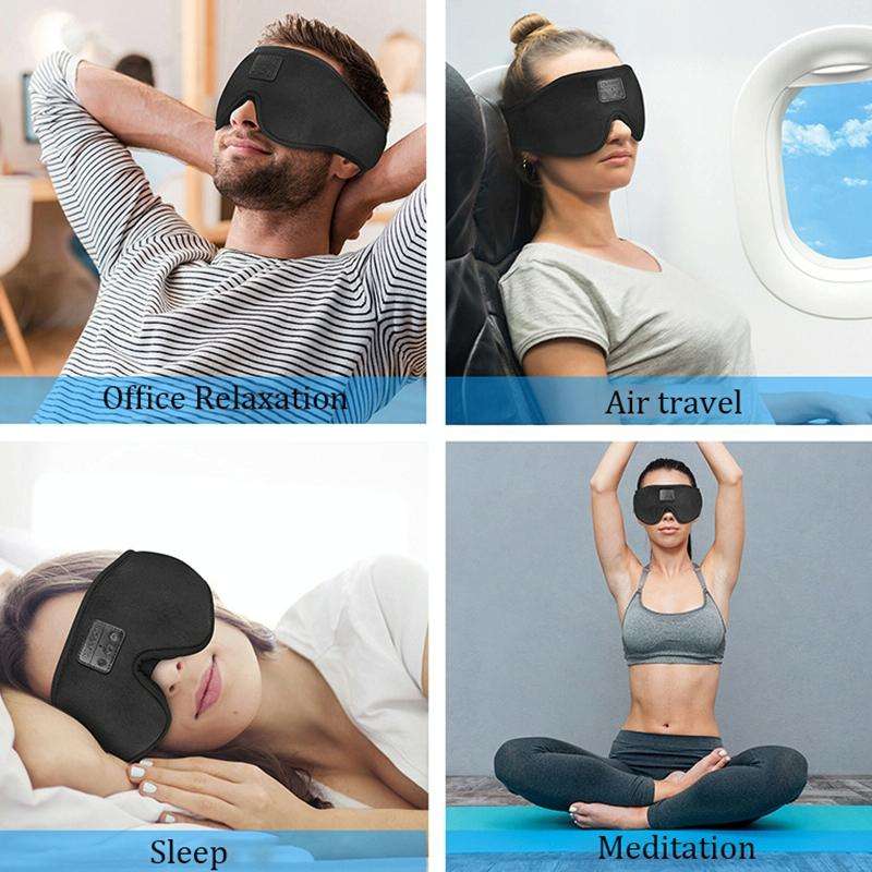 EM4 Bluetooth 5.2 Eye Mask Wireless Headphone Eye Protection for Sleep Office Lunch Break(Black)