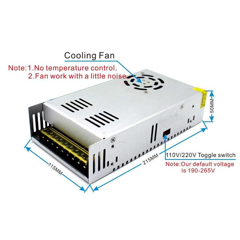 S-480-24 DC24V 20A 480W Light Bar Regulated Switching Power Supply LED Transformer, Size: 215 x 1...