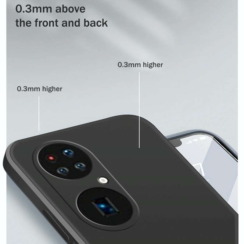 For Huawei P50 Pro Solid Color Imitation Liquid Silicone Straight Edge Dropproof Full Coverage Pr...
