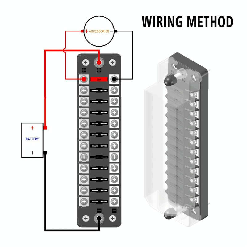 ZH-978A2 FB1902 1 In 12 Out 12 Ways Independent Positive Negative Fuse Box with 24 Fuses for Auto...