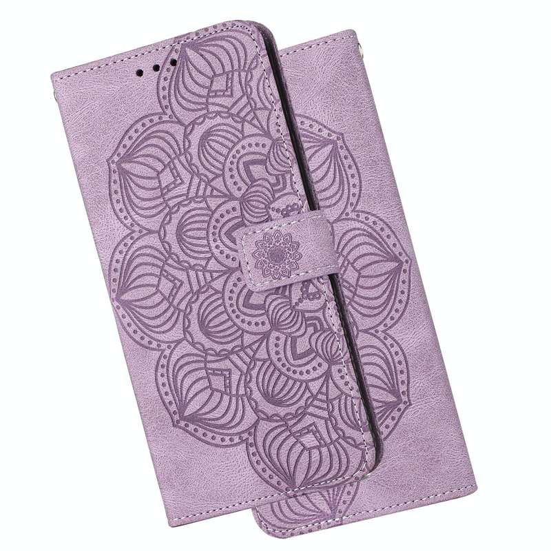 For OPPO A53s Mandala Embossed Flip Leather Phone Case(Purple)