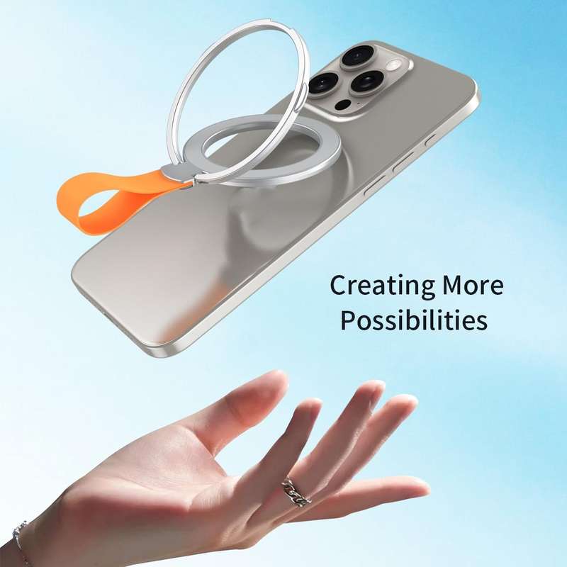 MagSafe Magnetic Pivot Stand Phone Ring Holder(Black + Orange)