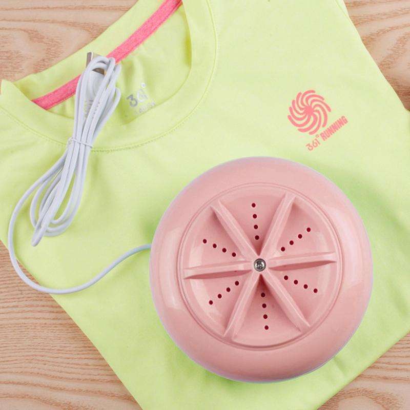 Macaroon Portable Mini Turbine Washing Machine Ultrasonic Washer(Pink)