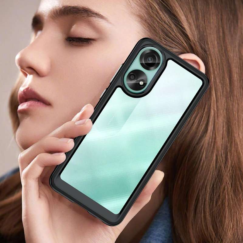 For OPPO A58 4G Colorful Series Acrylic Hybrid TPU Phone Case(Black)