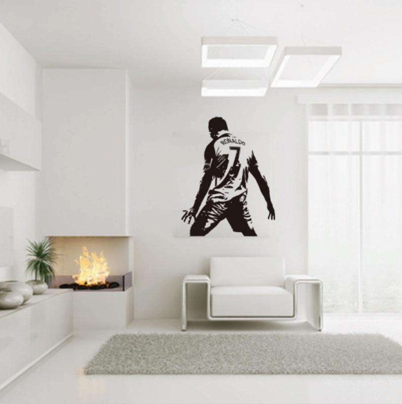 Football Player Action Silhouette Student Dormitory Bedroom Decoration Wall Sticker, Size:Small 4...