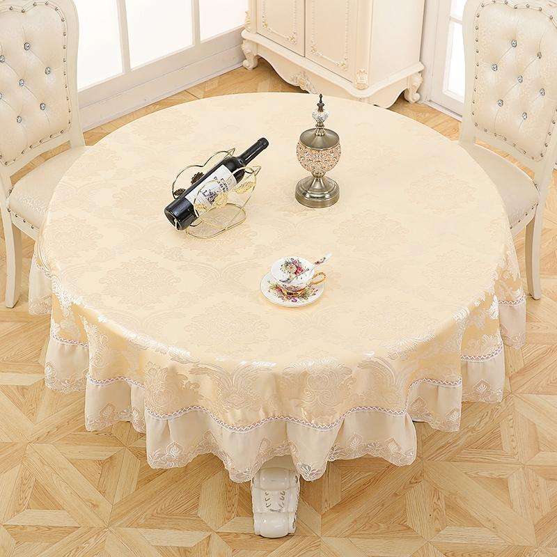 Home Fabric Round Tablecloth Hotel Disposable Anti-scald Table Mats, Size:180cm(Flower Beige)