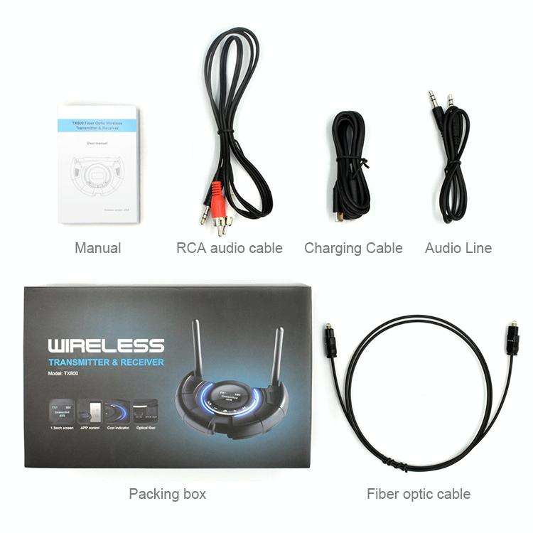TX800 Optical Fiber Bluetooth 5.0 Transmitter Receiver Audio Adapter with Dual Antennas & OLED Di...