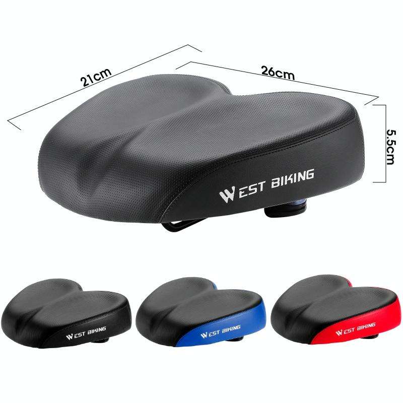 WEST BIKING Bicycle Widened And Comfortable Shock Absorbing Saddle(Black)