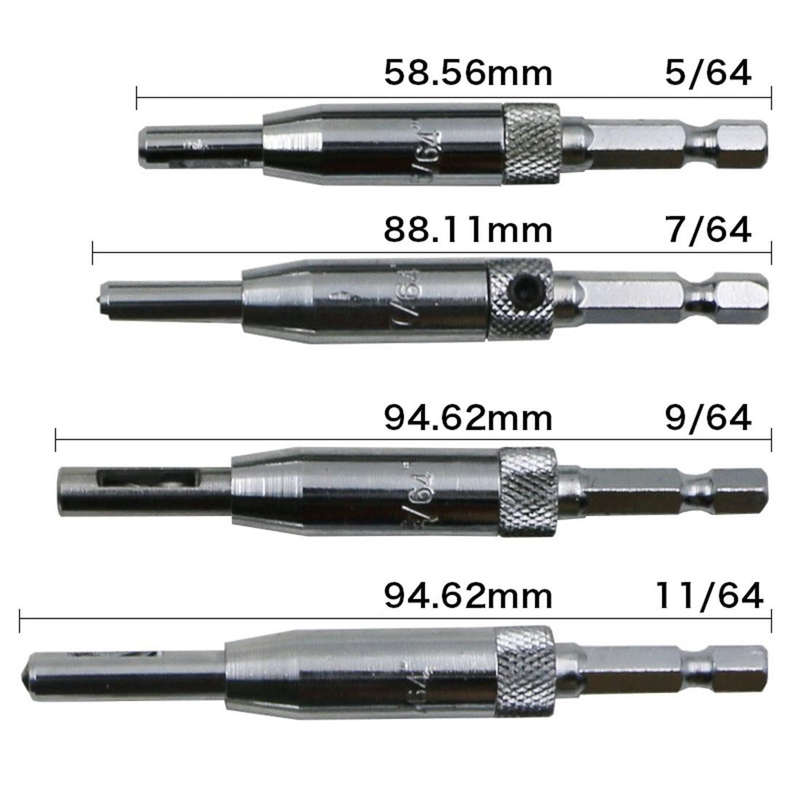4 PCS/Set Doors Self Centering Hinge Tapper Core Drill Bit Set Hole Puncher Woodworking Tools(5/6...