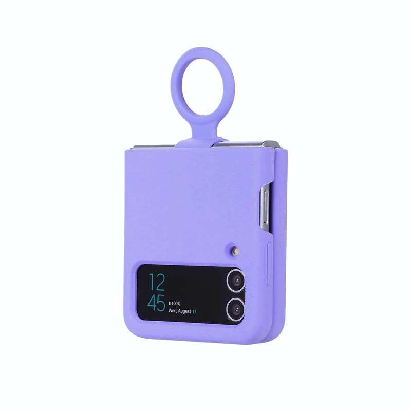 For Samsung Galaxy Flip 4 Silicone Integrated Ring Buckle Phone Case(Purple)