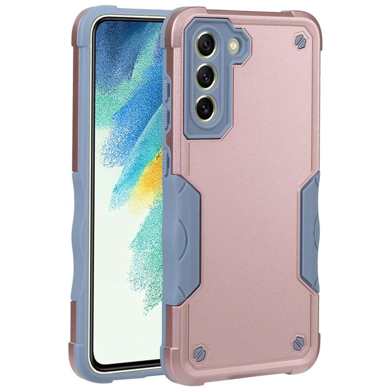 For Samsung Galaxy S21 FE 5G Non-slip Armor Phone Case(Rose Gold)