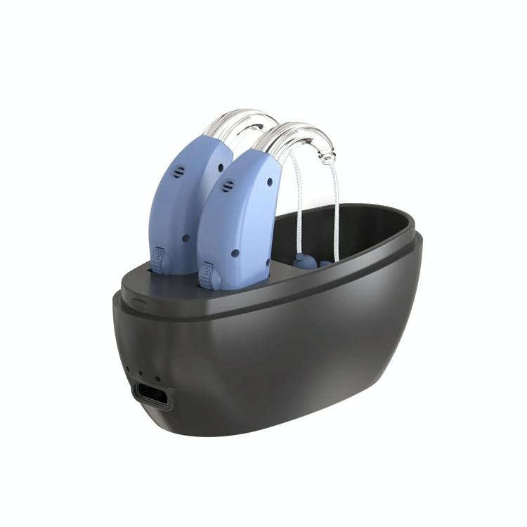 Elderly Use Can Charge Sound Amplifier Hearing Aid, Specification: EU Plug(Blue Double Machine+Bl...