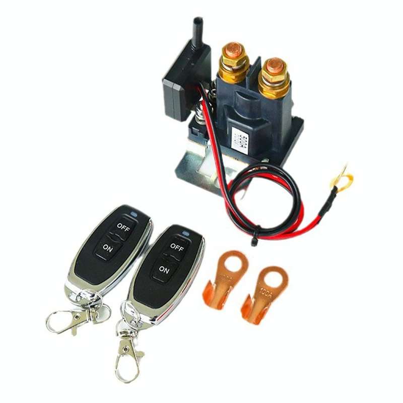 24V 500A Car Battery Remote Control Relay Rotary Switch Cut, Style:with 2 x Remote Control