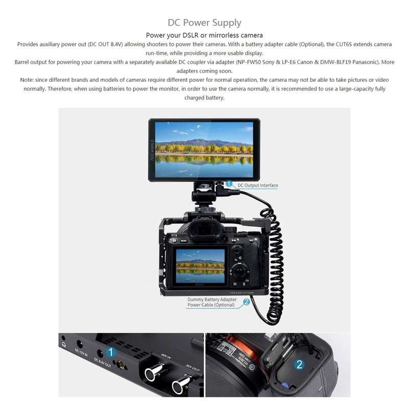 FEELWORLD CUT6S 6-inch Touch Screen Monitor Recorder FHD IPS 4K HDMI 3G-SDI Camera Field Monitor ...