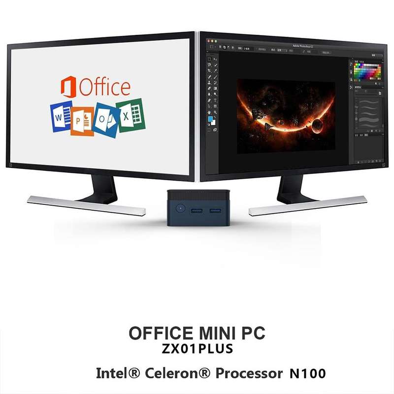 N100/DDR5 12th AlderLake-N100 Dual 4K60Hz Office And Home Mini PC, Spec: 12G+128G /EU Plug