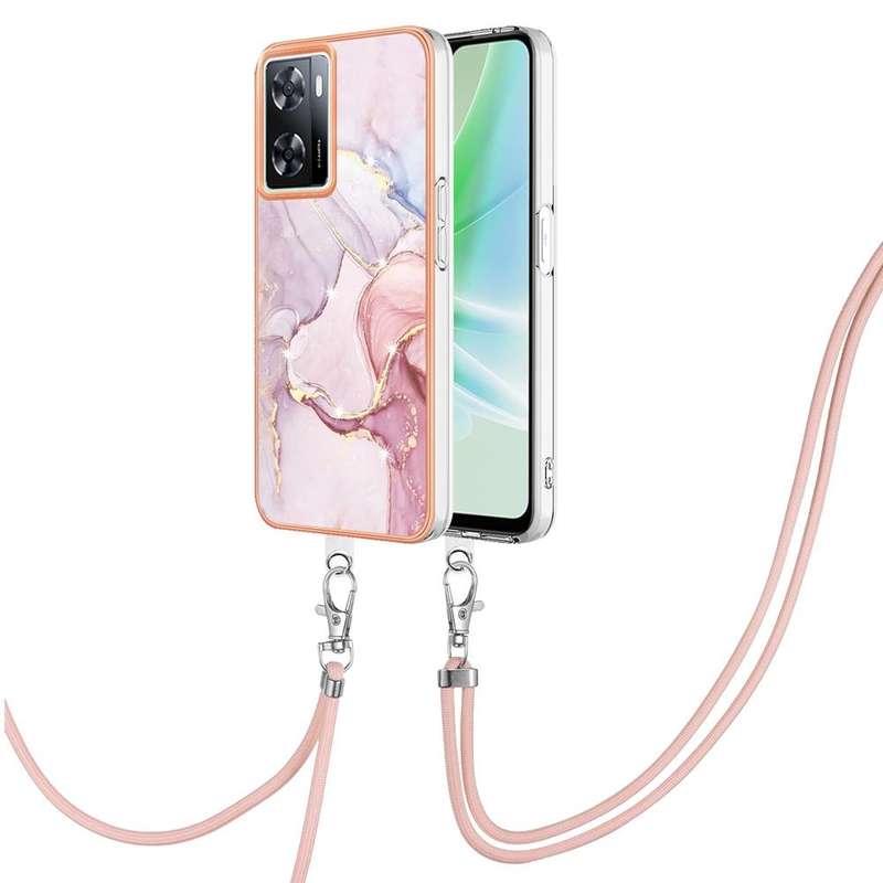For OPPO A57 4G/A77 5G Taiwan/K10 5G Global Electroplating Marble Dual-side IMD Phone Case with L...