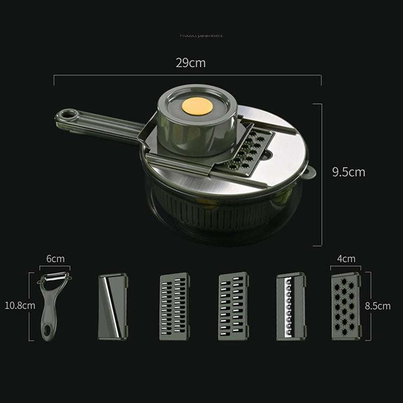 6 In 1 Hand-guard Vegetable Cutter with Water Filter and Storage Function(Green)