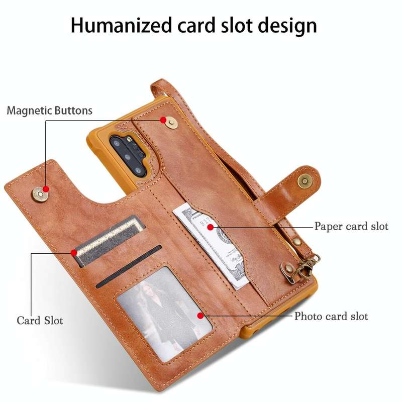 For Galaxy Note 10 Plus Buckle Zipper Shockproof Protective Case with Holder & Card Slots & Walle...