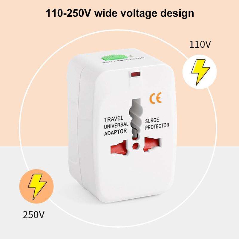All in 1 (EU + AU + UK + US Plug) World Universal Travel Adaptor(White)