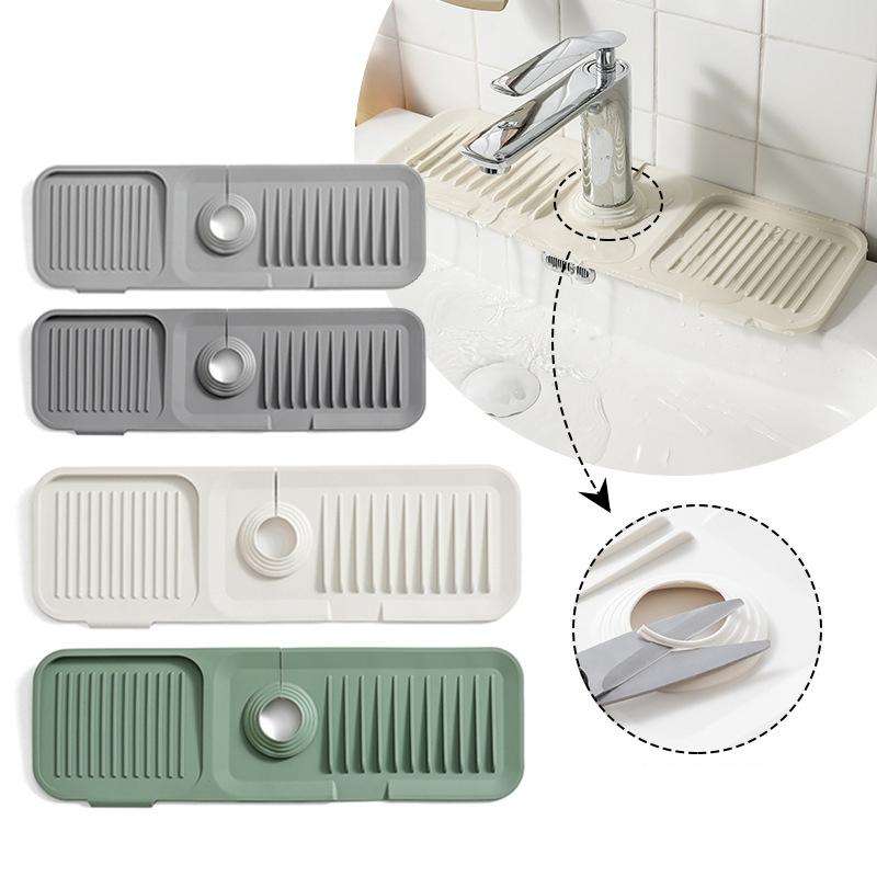 Faucet Silicone Draining Mat Anti-splash Kitchen Sink Non-slip Soap Mat, Size: Large(Light Gray)