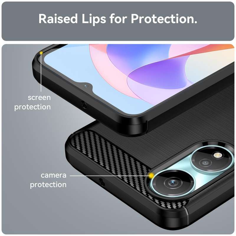 For Honor X5 Plus Brushed Texture Carbon Fiber TPU Phone Case(Black)