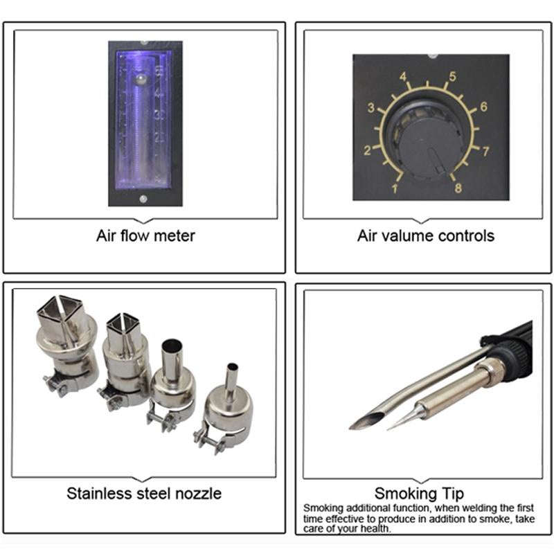 BEST Intelligent 2 in 1 Hot Air Gun Soldering Desoldering Rework Station (Voltage 220V)