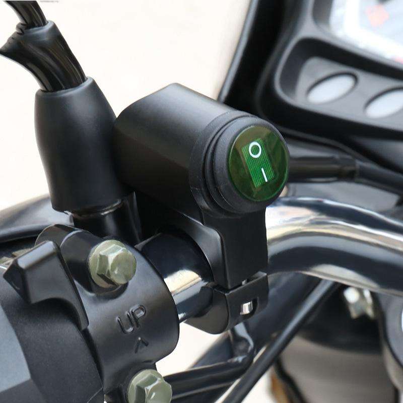 Motorcycle Aluminum Alloy Faucet LED Waterproof Switch Accessories Headlight Switch(Green Light B...
