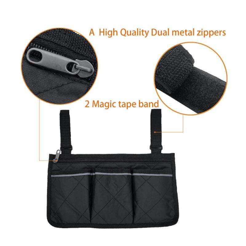 Walking Aid Wheelchair Armrest Side Storage Bag Car Storage Hanging Bag(Brown)