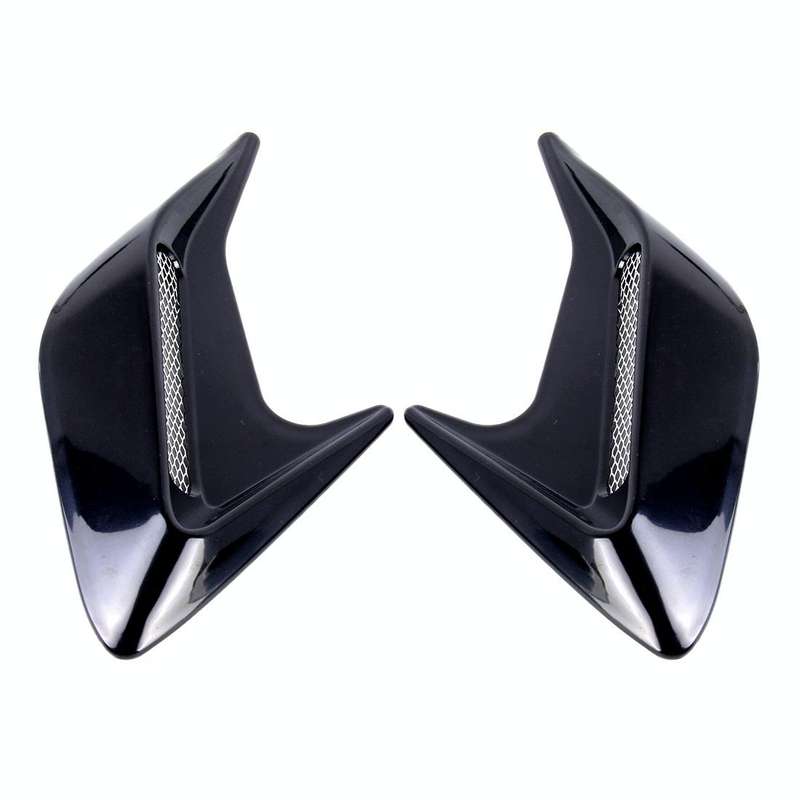 2PCS Plastic Decorative Air Flow Intake Turbo Bonnet Hood Side Vent Grille Cover With Self-adhesi...