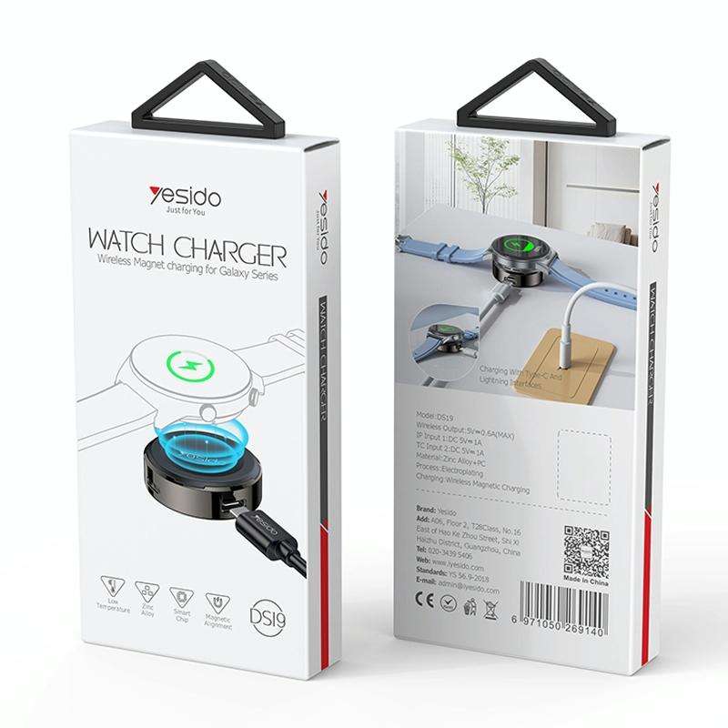 Yesido DS19 For Samsung Smart Watch Portable Charger Dual Input Port Magnetic Wireless Charger(Bl...