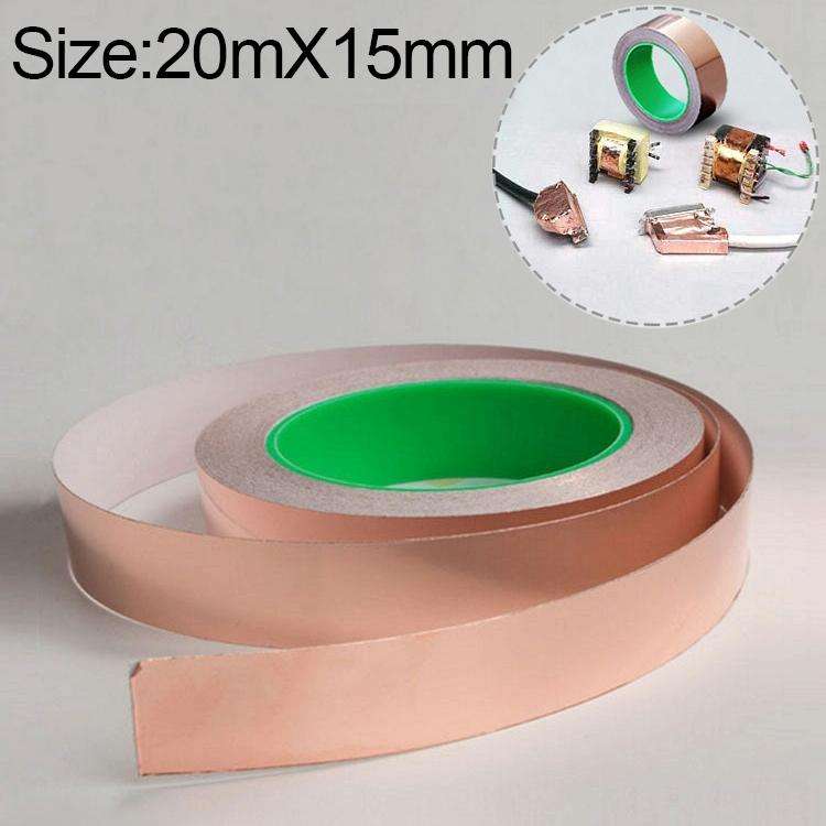 Pure Copper Double-sided Conductive Copper Foil Tape Signal Masking Tape, Size: 20m x 15mm
