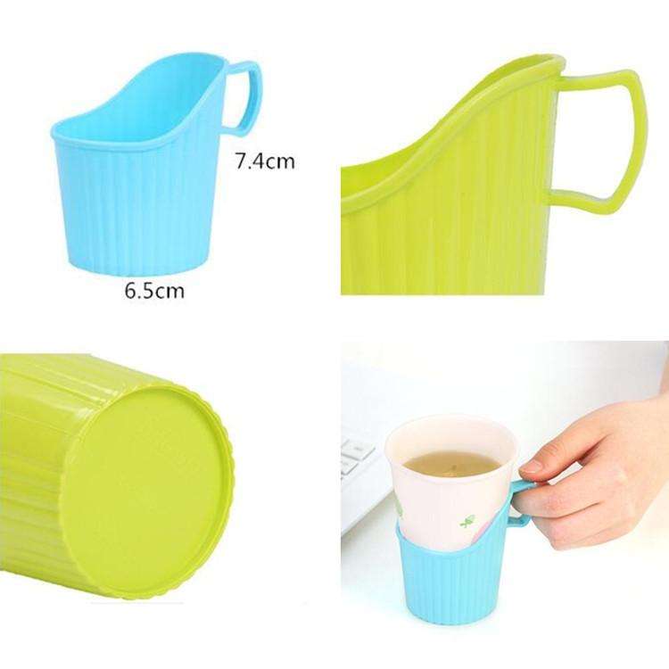 10 PCS Disposable Paper Cup Holder Plastic Anti-scald Heat Insulation Cup Holder Random Color Del...