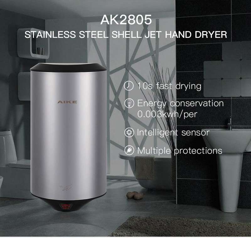 304 Stainless Steel Automatic SensorJet Hand Dryer High Speed Airflow for Home Hotel Airport Hand...