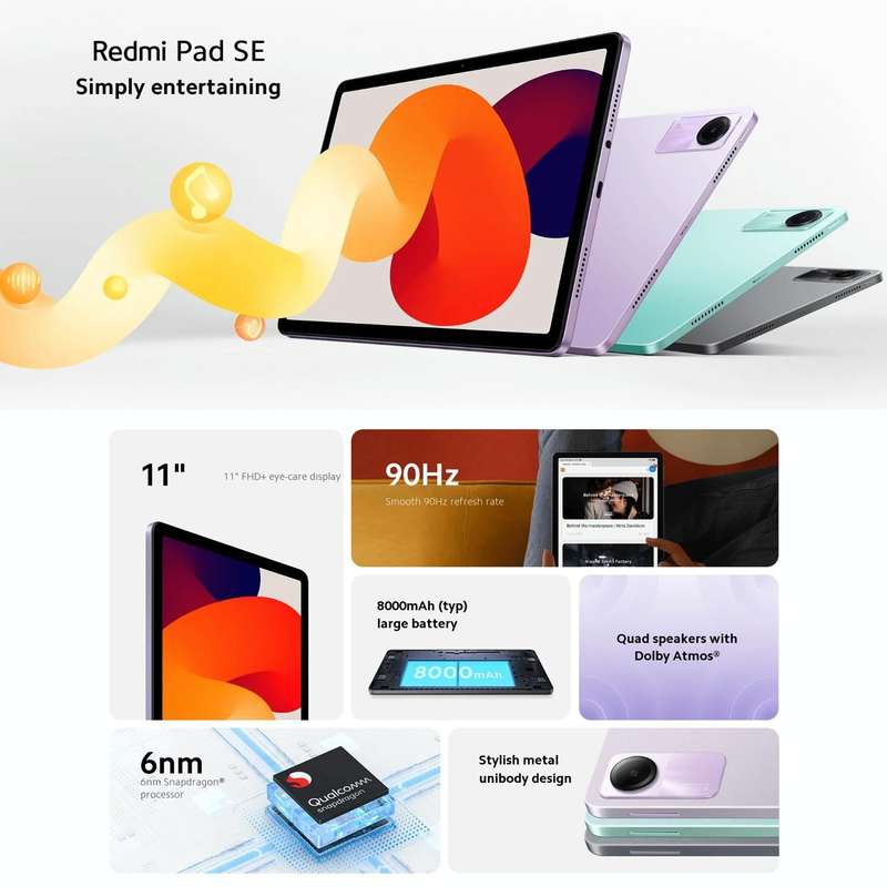 Xiaomi Redmi Pad SE 11 inch, 8GB+128GB, MIUI Pad 14 OS Qualcomm Snapdragon 680 Octa Core, Not Sup...