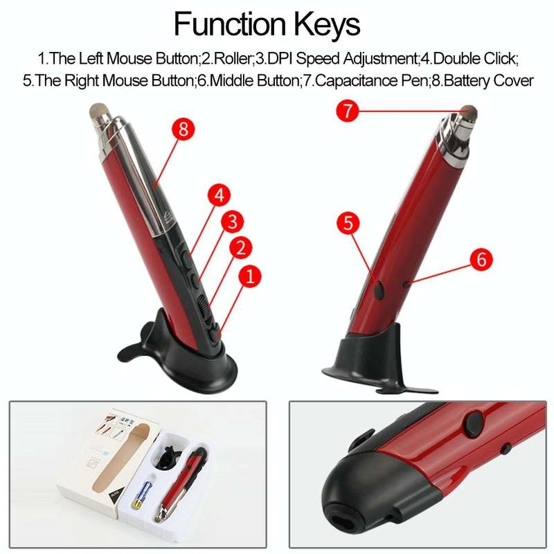 PR-08 Multifunctional Wireless Bluetooth Pen Mouse Capacitive Pen Mouse(Grey)