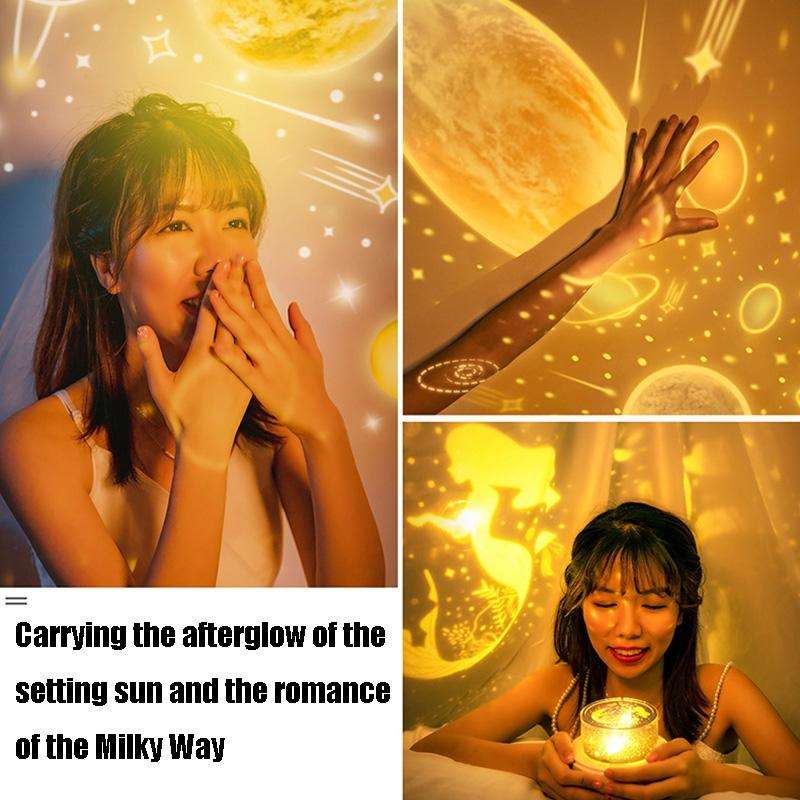 Children Starry Sky Projection Lamp USB Rotating LED Night Light Music Box Chargeable Sleeping Li...