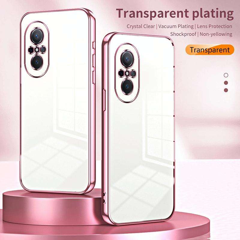 For Huawei nova 9 SE Transparent Plating Fine Hole Phone Case(Blue)
