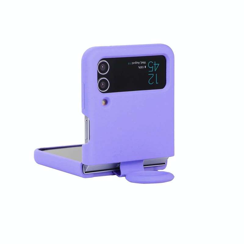 For Samsung Galaxy Flip 4 Silicone Integrated Ring Buckle Phone Case(Purple)