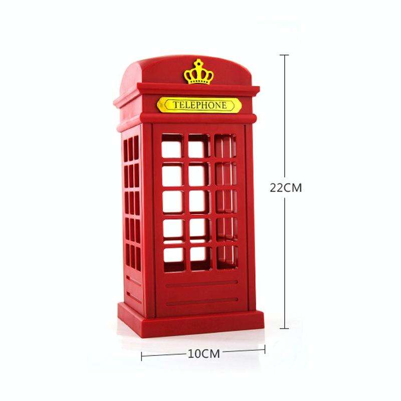 Retro Telephone Booth Shape Warm Light LED Lamp, Rechargeable Touch Control Bedroom Bedside Table...