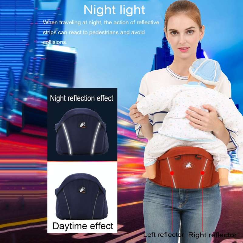 Ergonomic Baby Carrier with Hip Seat for Baby with Reflective Strip for 0-3 Years Old(Coffee)