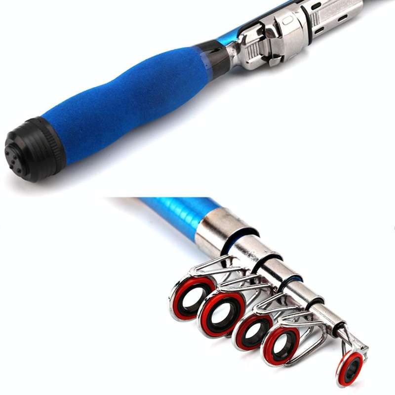 30cm Portable Telescopic Sea Fishing Rod Mini Fishing Pole, Extended Length : 1.0m, Blue Clip Ree...