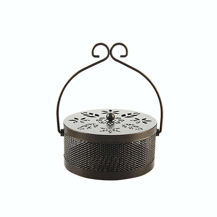Outdoor Portable Multifunctional Hollow Fireproof Mosquito Coil Box with Lid(Bronze)