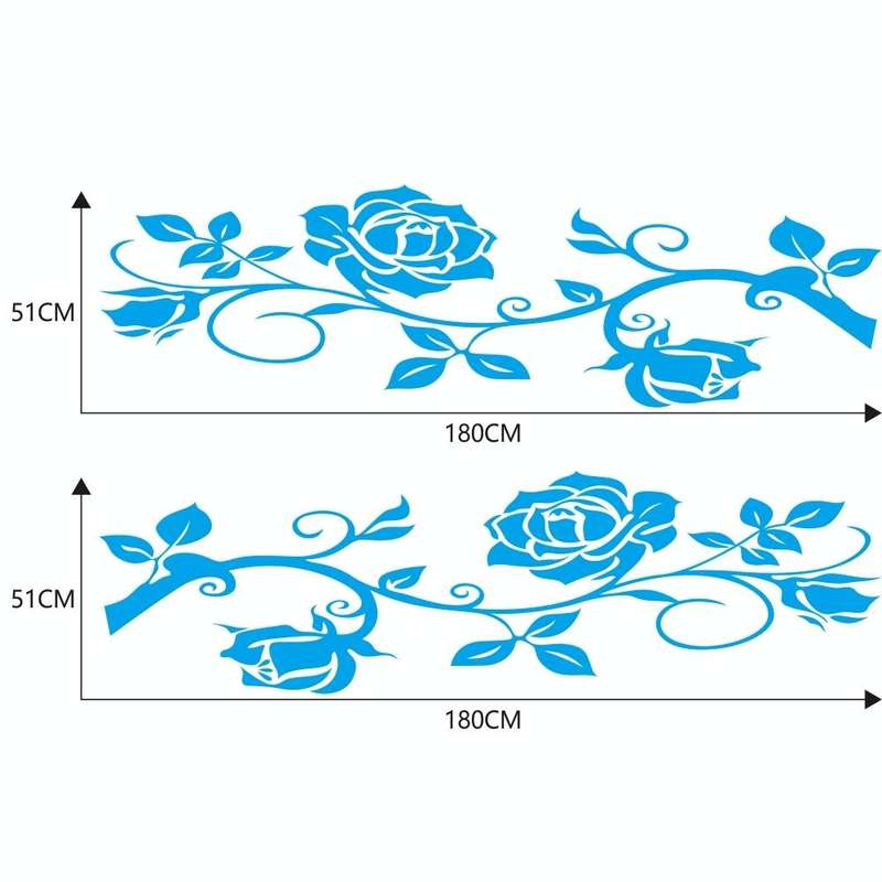 2 PCS/Set D-545 Rose Pattern Car Modified Decorative Sticker(Blue)