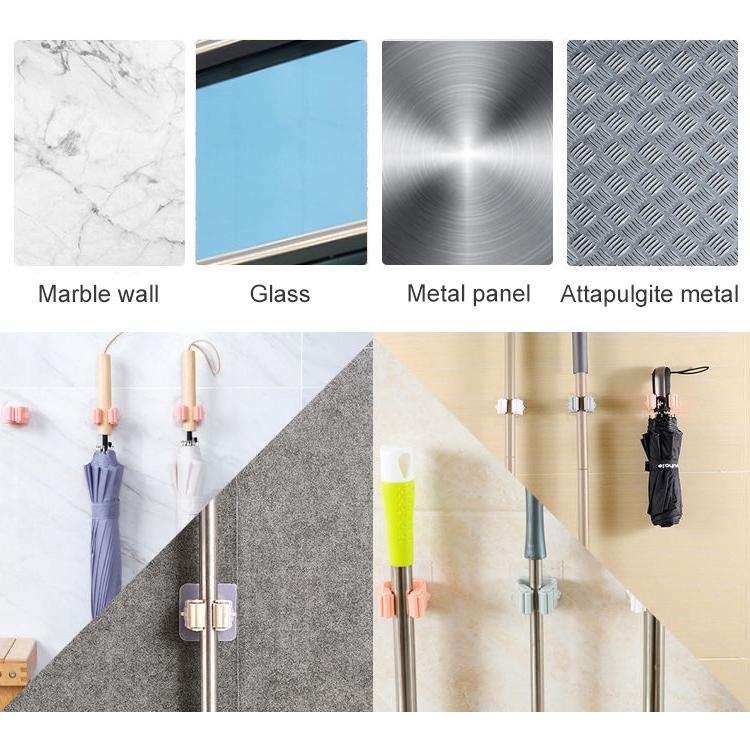 Mop Holder Wall Mounted Organizer Holder Household Kitchen Bathroom Adhesive Storage Broom Hanger...