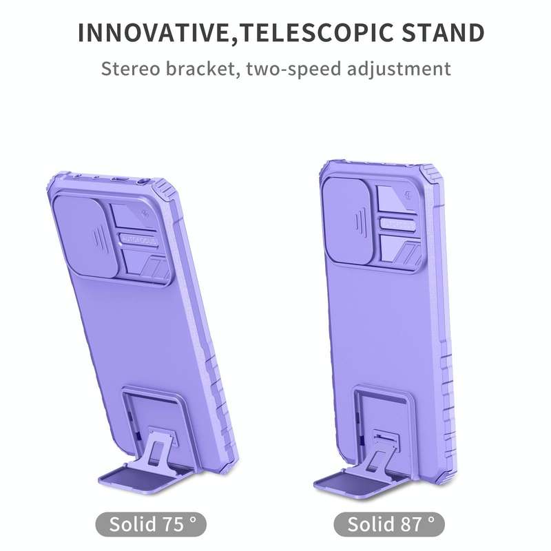 For Xiaomi Redmi Note 12 Pro 5G / Poco X5 Pro Stereoscopic Holder Sliding Camshield Phone Case(Pu...