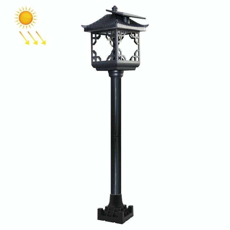 8 LED Solar Outdoor House Appearance Lawn Garden Decoration Light(Black Floor Lamp)