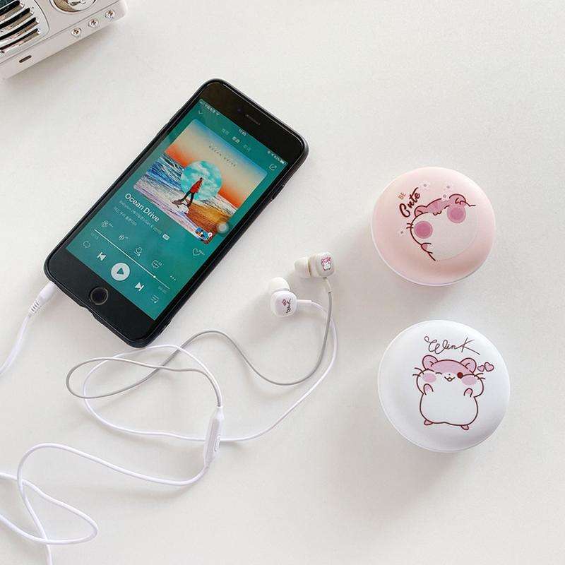 2 Pairs Heavy Bass Wired Headset Mobile Phone Universal Headset with Storage Box & Microphone(Bla...
